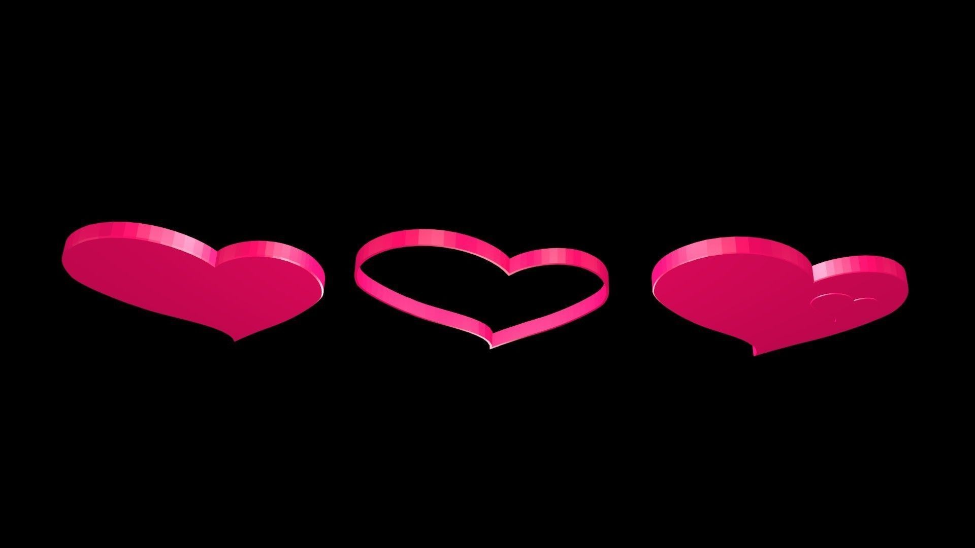 Low poly hearts 4 Low-poly 3D model_4