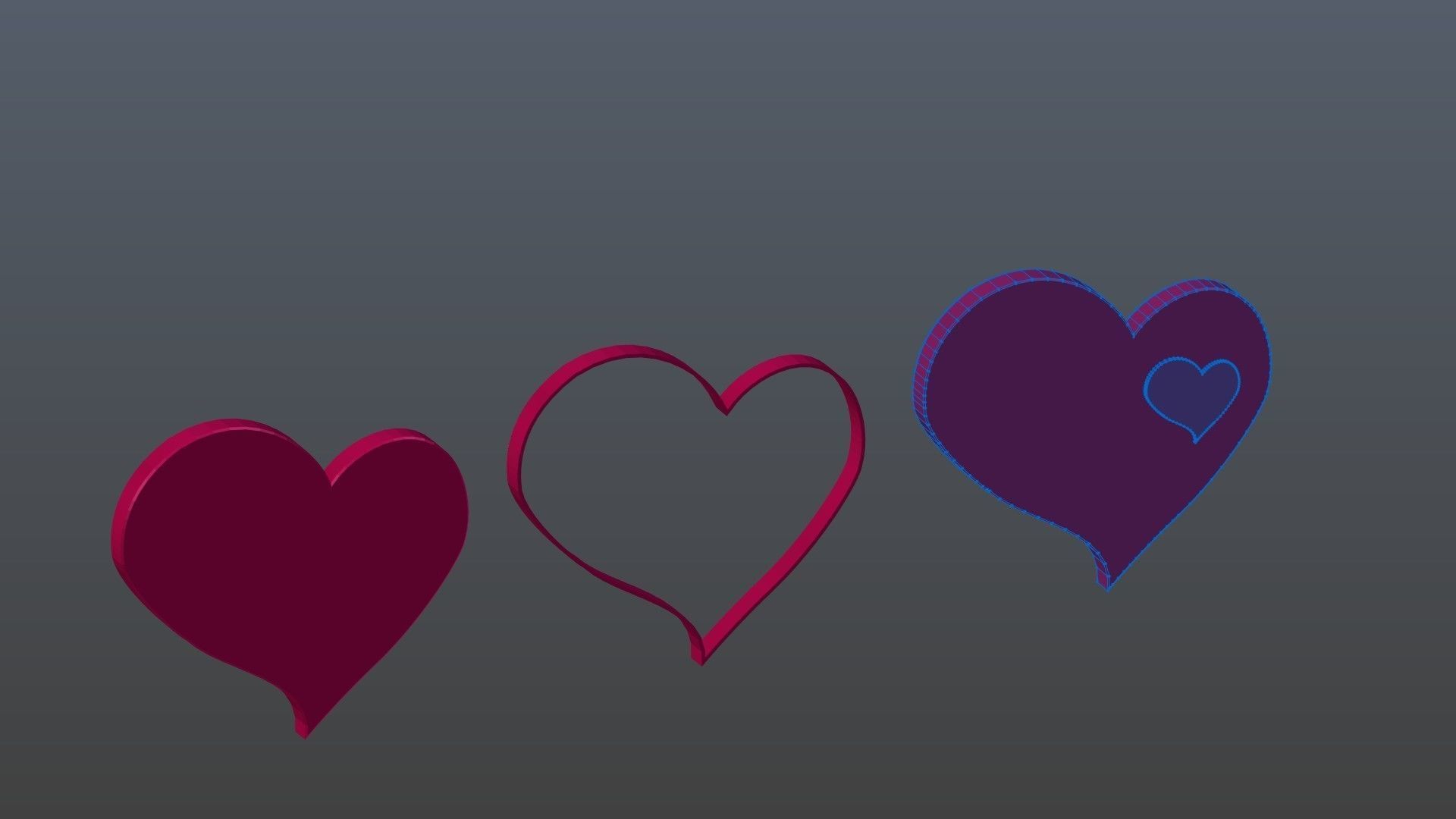 Low poly hearts 4 Low-poly 3D model_12