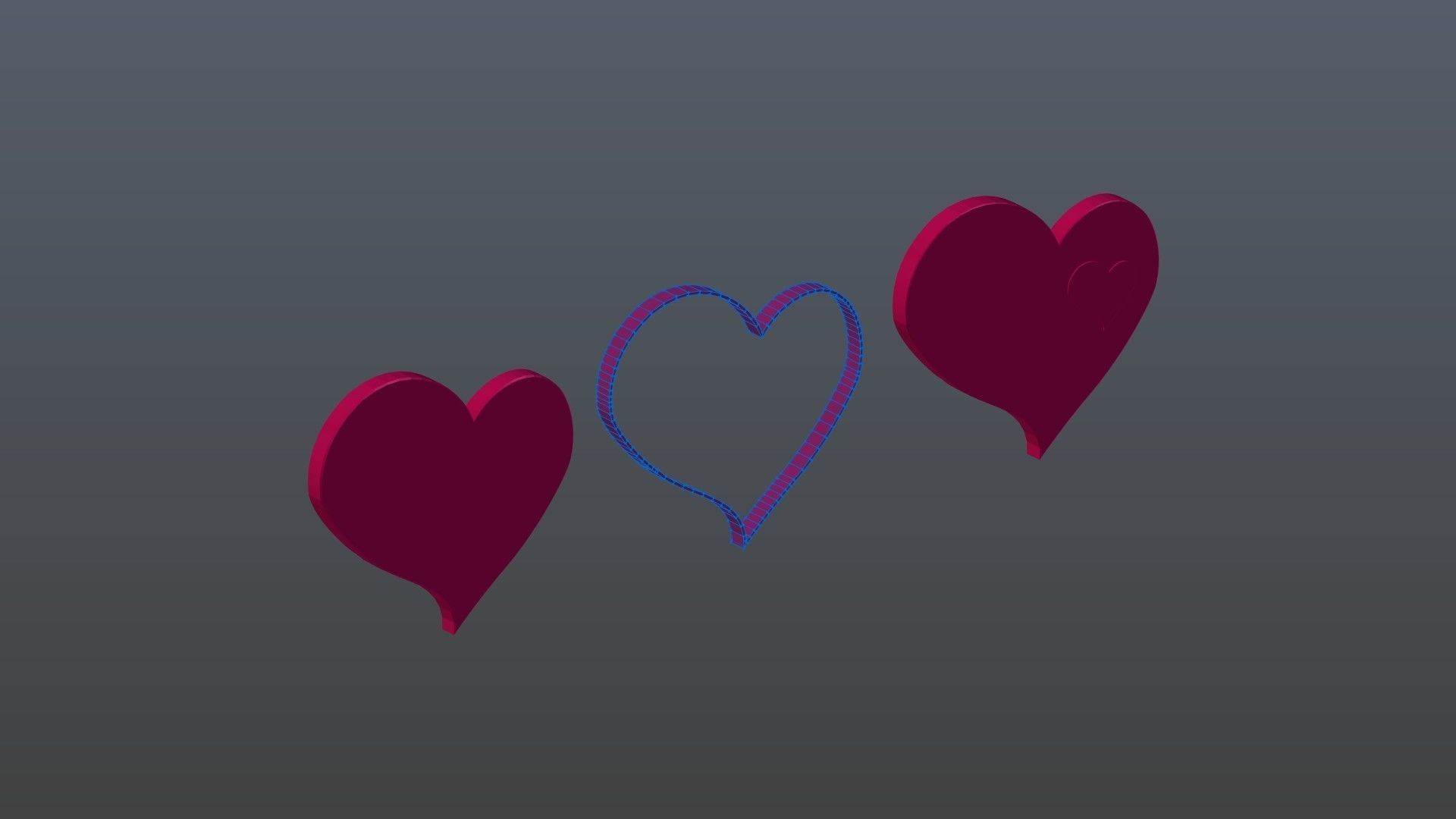 Low poly hearts 4 Low-poly 3D model_11