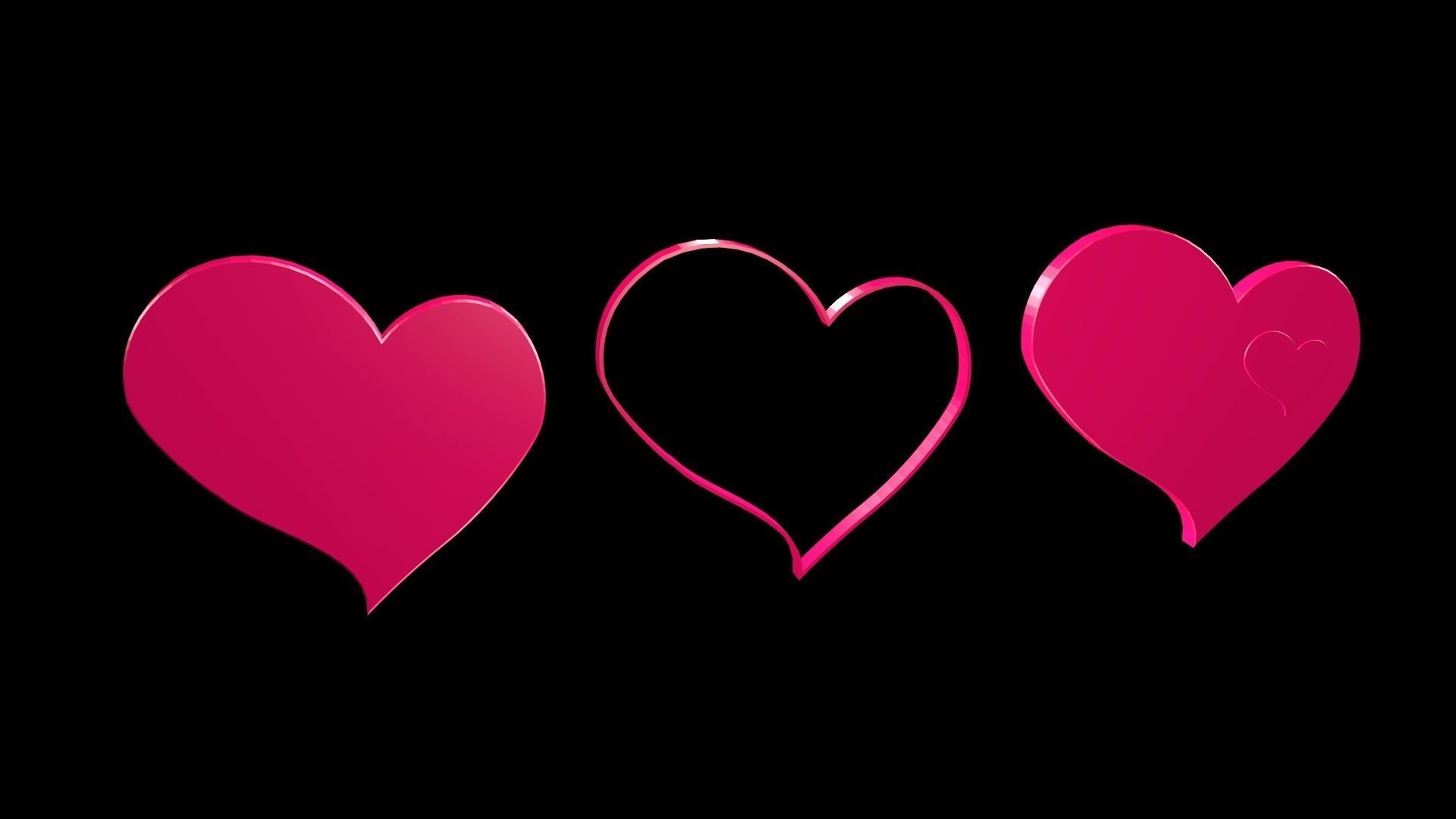 Low poly hearts 4 Low-poly 3D model_1