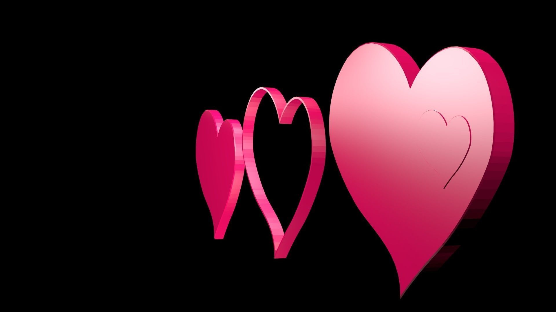 Low poly hearts 4 Low-poly 3D model_8