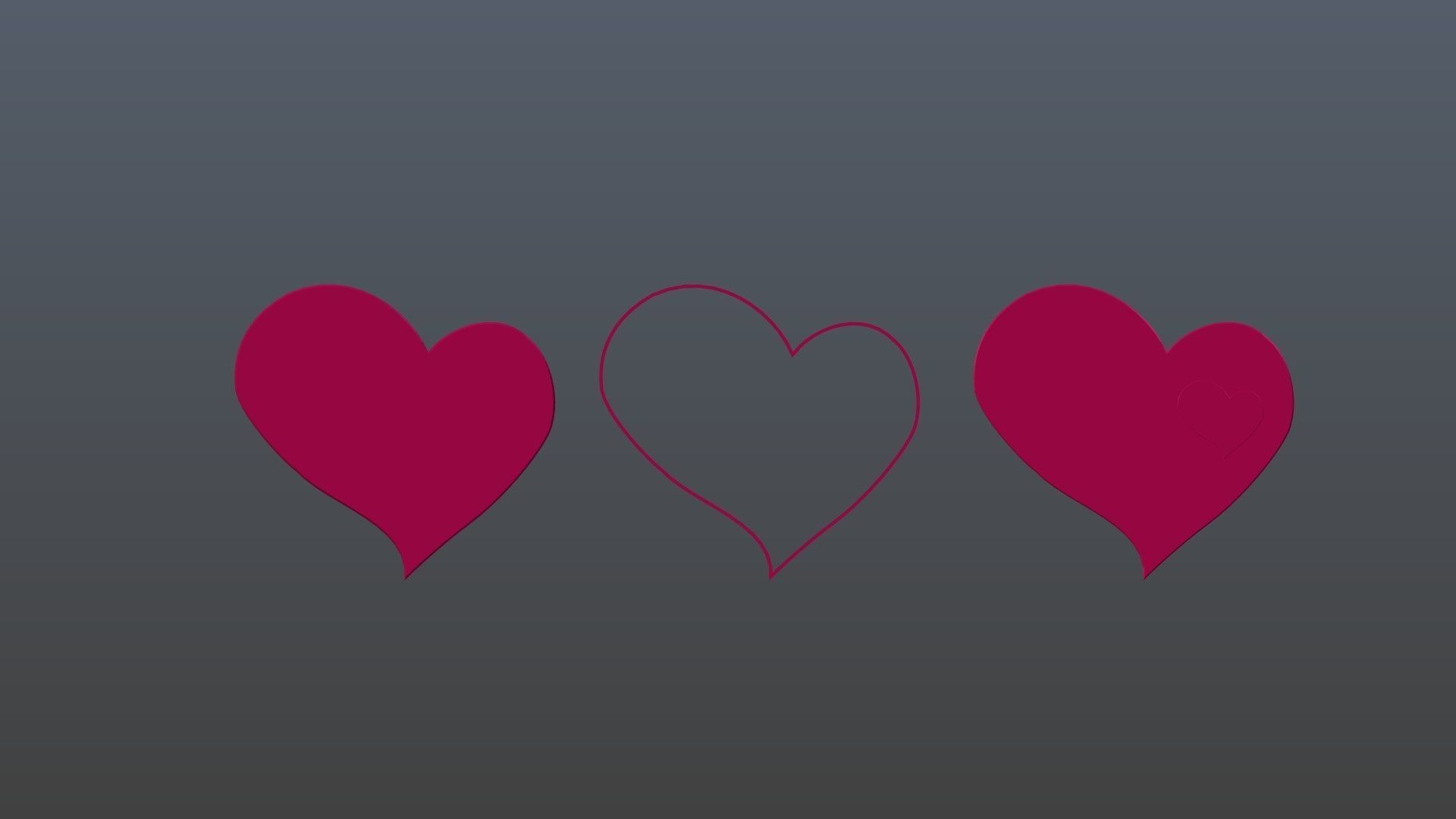 Low poly hearts 4 Low-poly 3D model_9