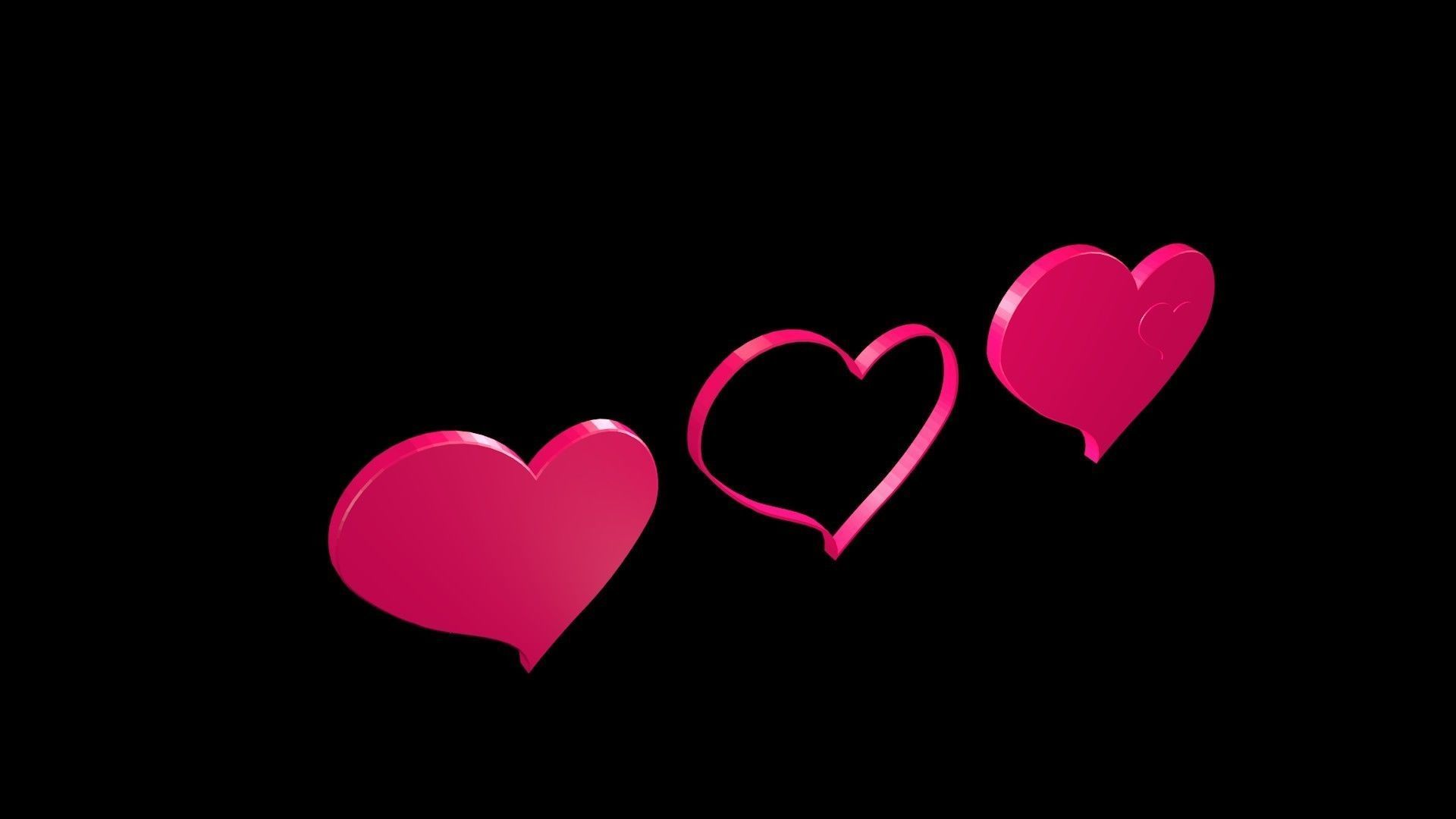 Low poly hearts 4 Low-poly 3D model_3