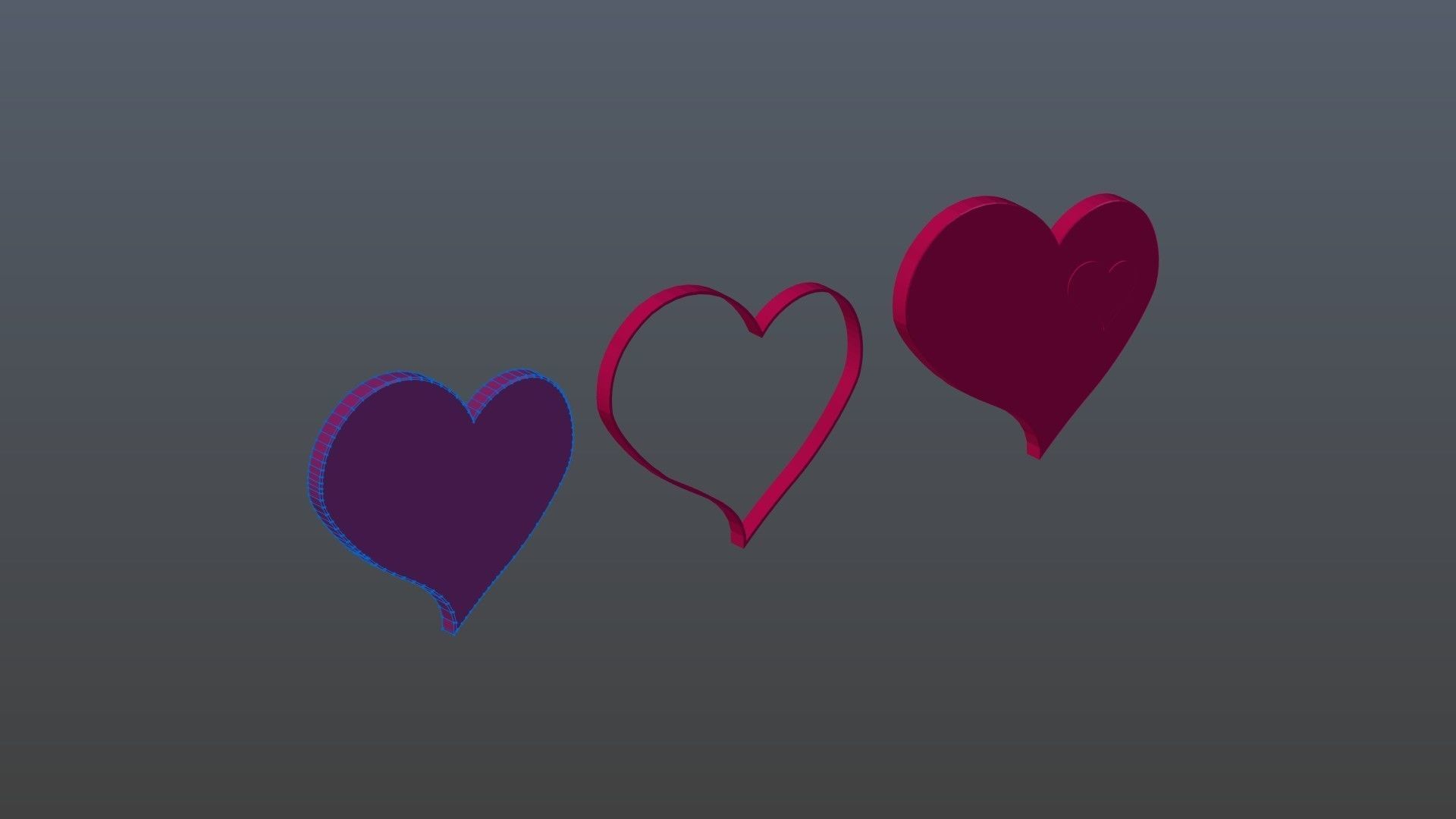 Low poly hearts 4 Low-poly 3D model_10