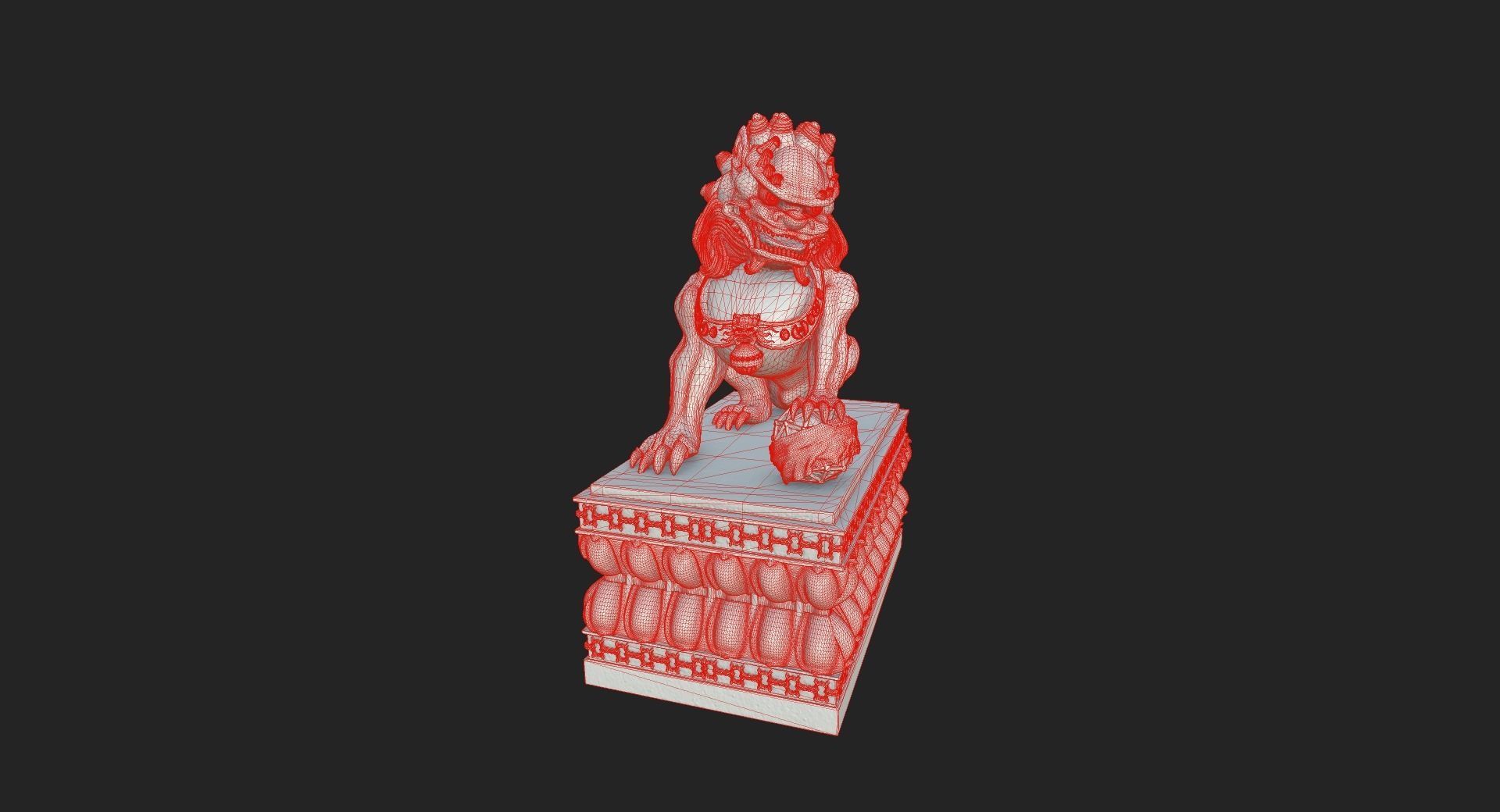 Guardian Lion Statue 3D model_1