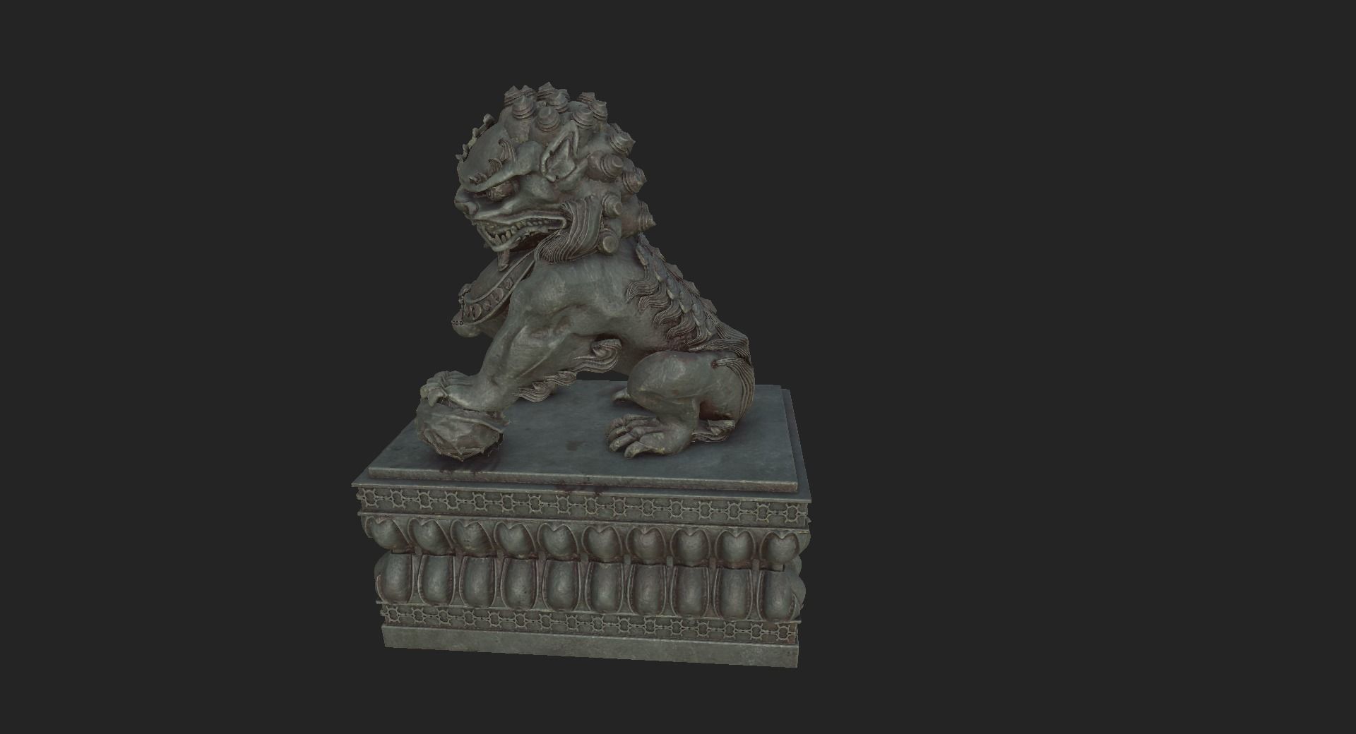 Guardian Lion Statue 3D model_7