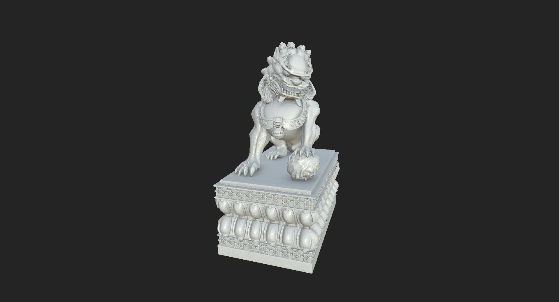 Guardian Lion Statue 3D model_2