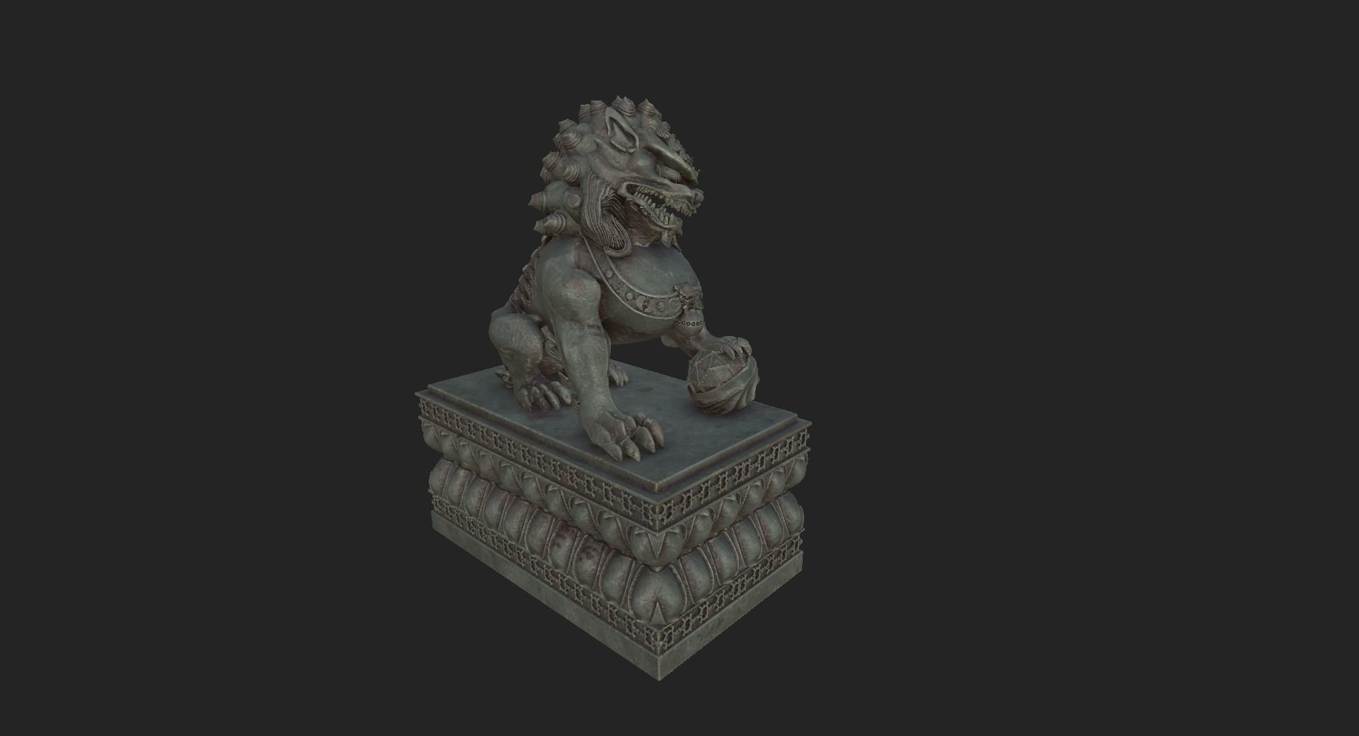 Guardian Lion Statue 3D model_5