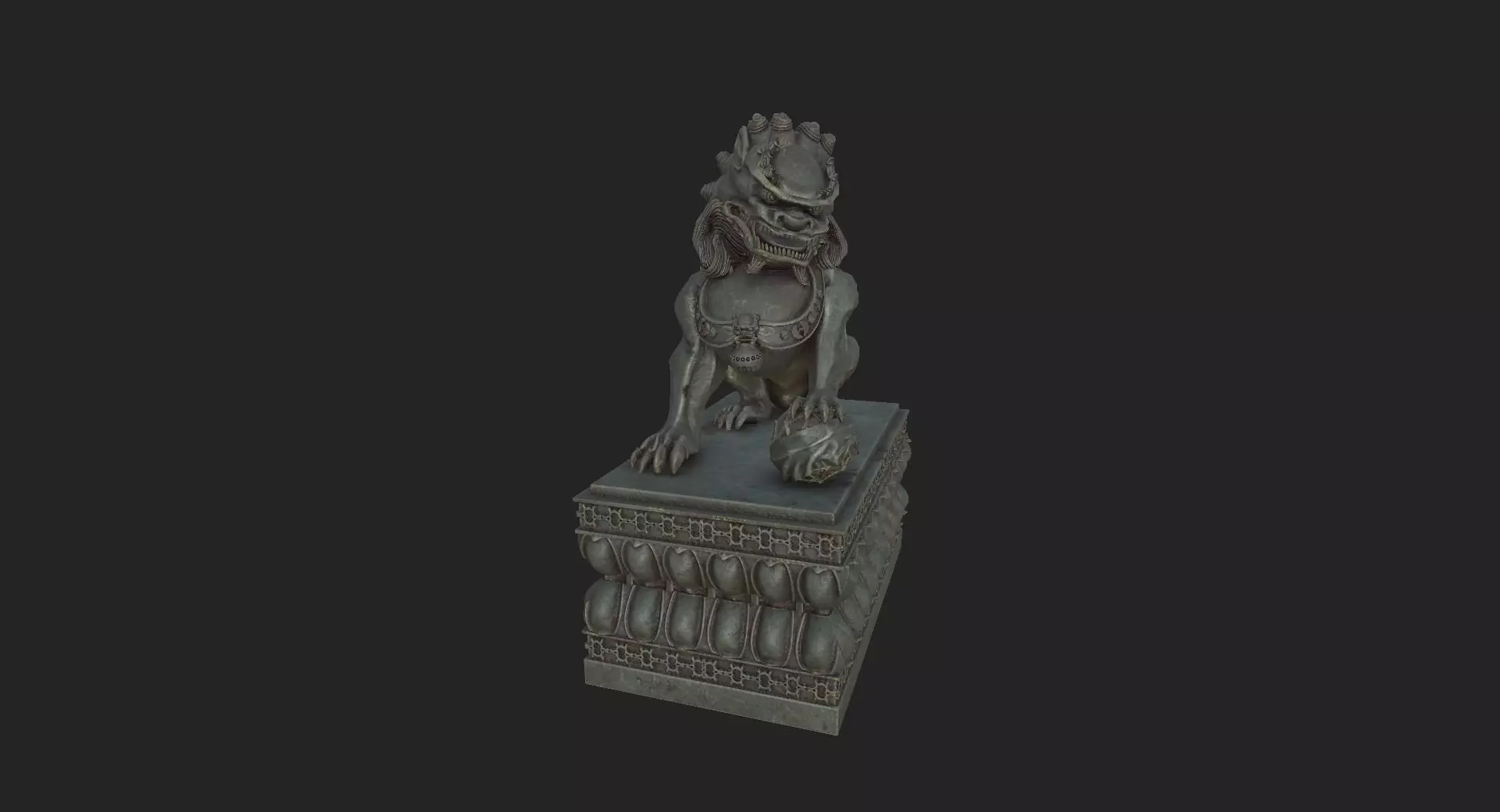 Guardian Lion Statue 3D model_0