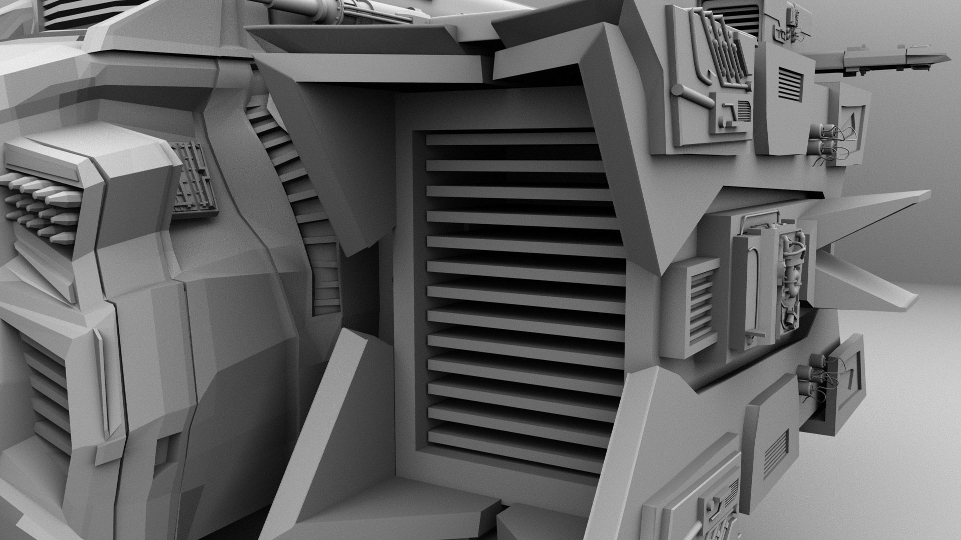 Dropship spaceship with gun 3D model_4