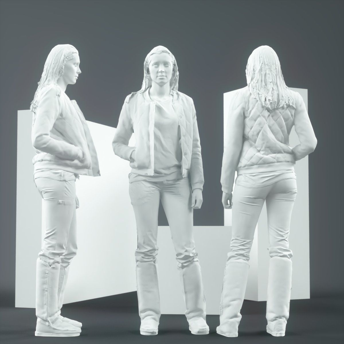 Casual Blonde Model in Yellow Jacket and Boots Low-poly 3D model_3