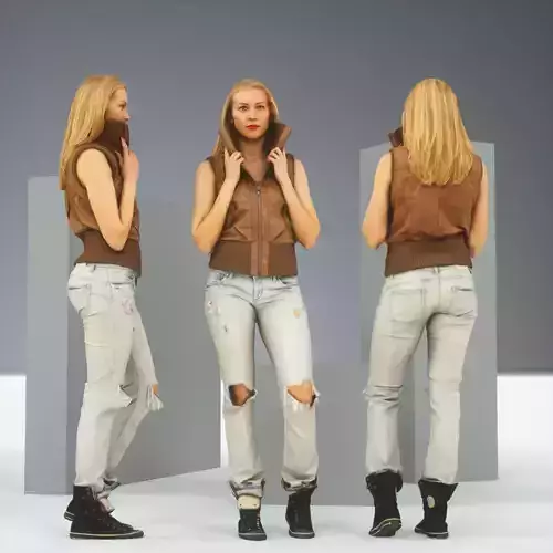 Blonde Attitude Leather Jacket and Jeans Low-poly 3D model