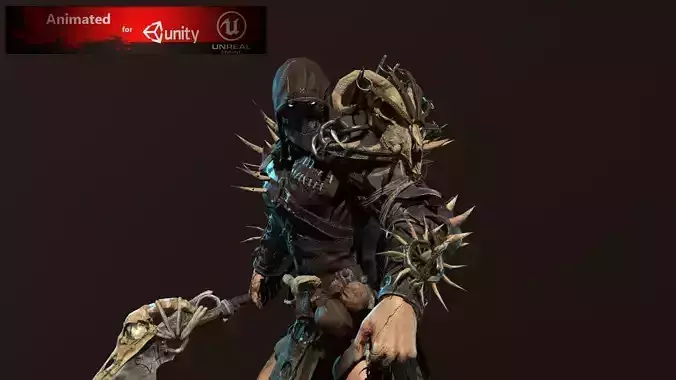 Punisher character in armor Low-poly 3D model