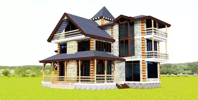 COTTAGE RESIDENCE  Low-poly 3D model