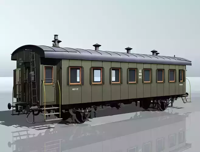 passenger two-axles wagon 3D model