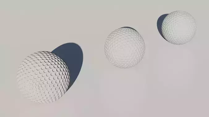 Golf ball 3 Lod of detailed textures and materials