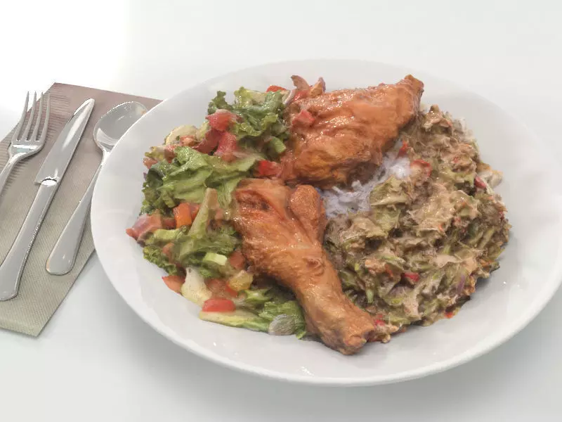 Chicken Salad Rice - Scanned Food Low-poly 3D model