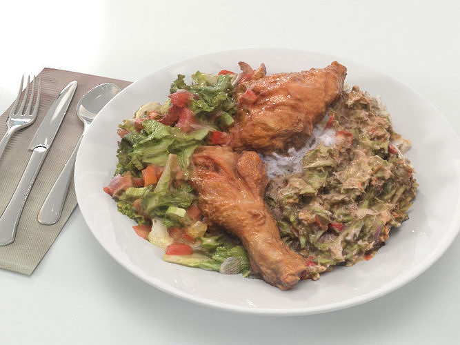 Chicken Salad Rice - Scanned Food Low-poly 3D model