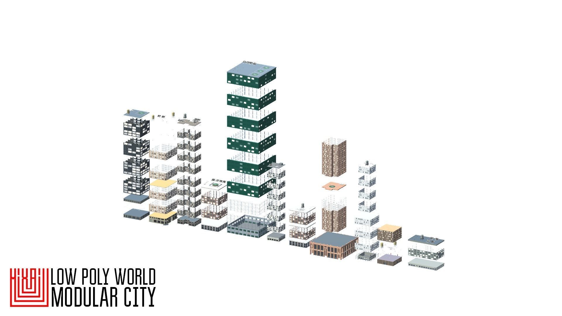 LOW POLY WORLD - MODULAR CITY Low-poly 3D model_52
