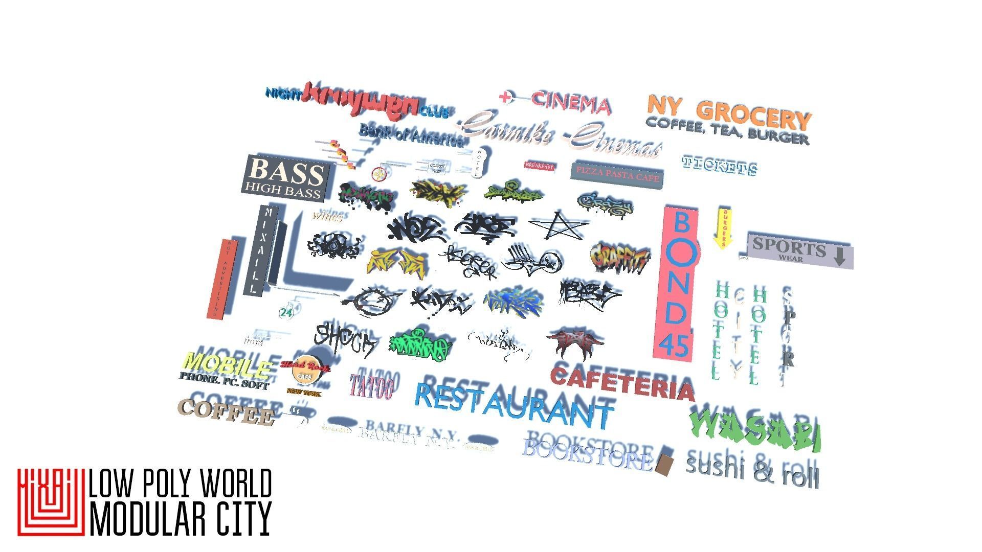 LOW POLY WORLD - MODULAR CITY Low-poly 3D model_48