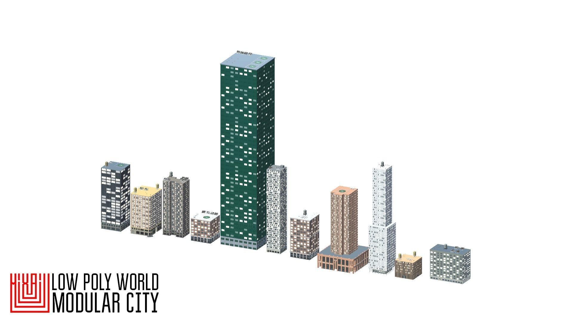 LOW POLY WORLD - MODULAR CITY Low-poly 3D model_51