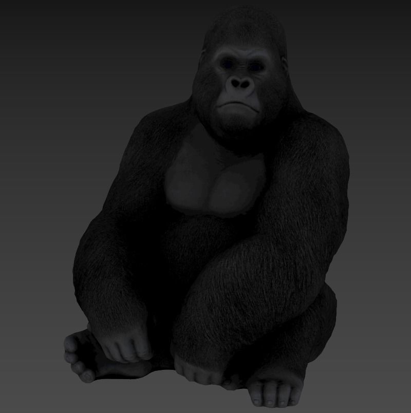 Deco Figurine Monkey Gorilla Side XL  3D model_3