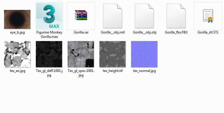 Deco Figurine Monkey Gorilla Side XL  3D model_6