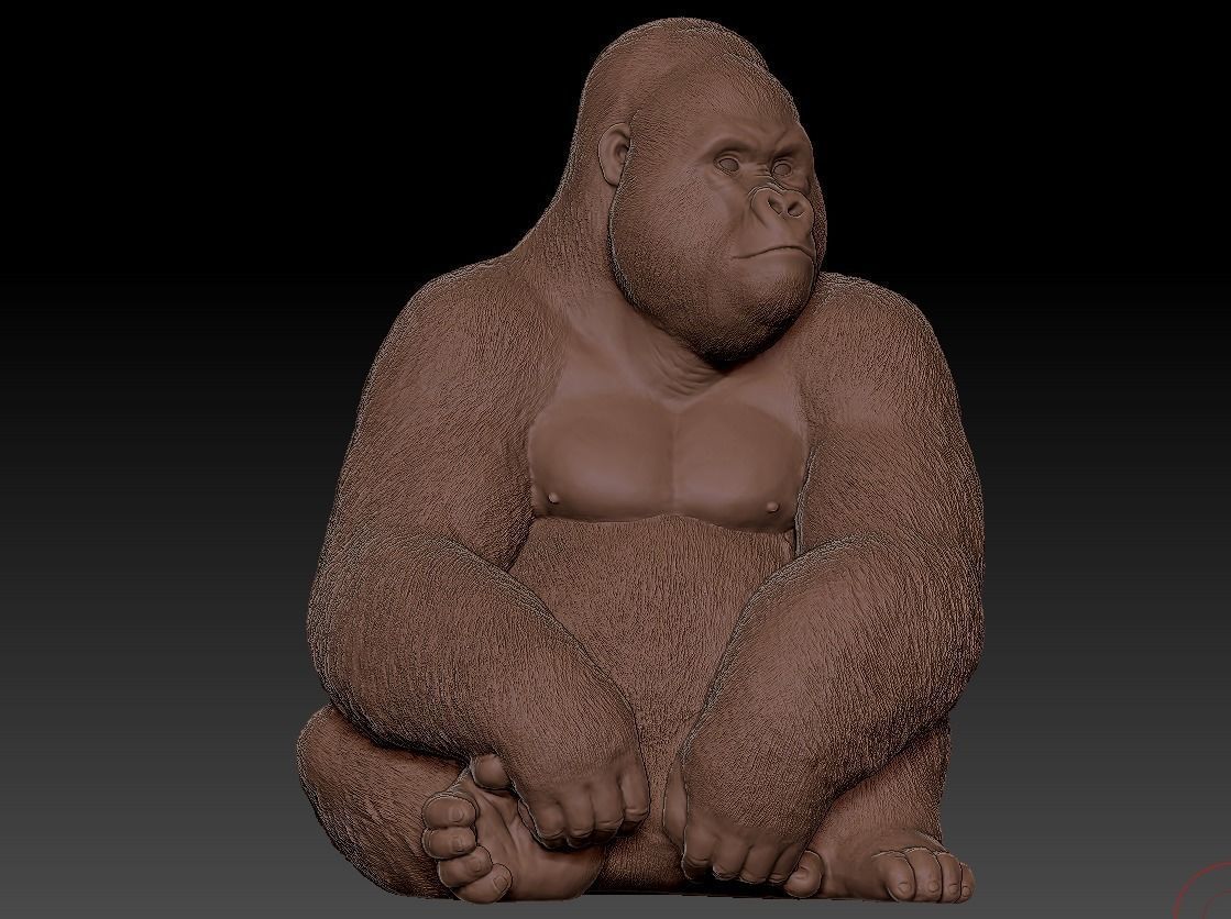Deco Figurine Monkey Gorilla Side XL  3D model_7