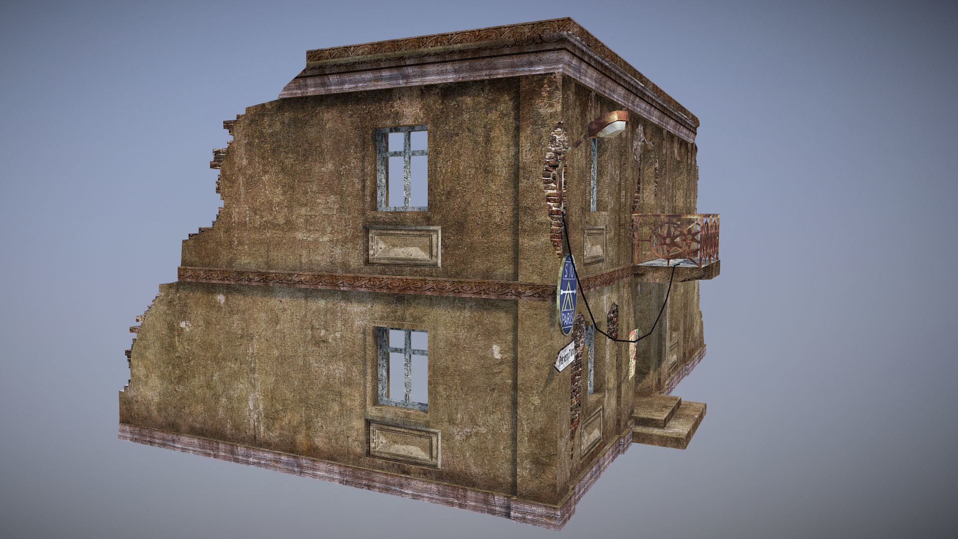 Ruined Building 6 Low-poly 3D model_3