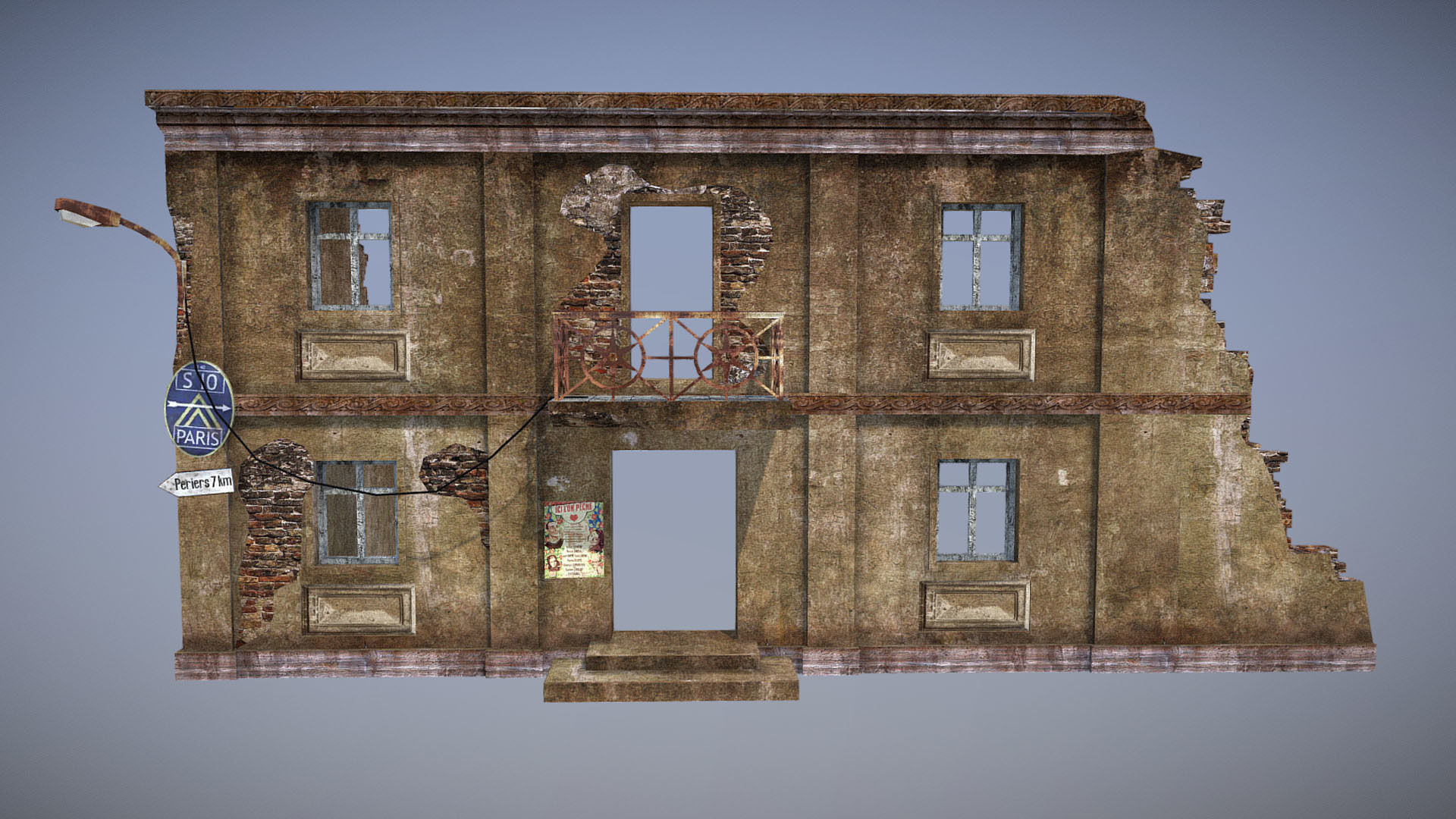 Ruined Building 6 Low-poly 3D model_1