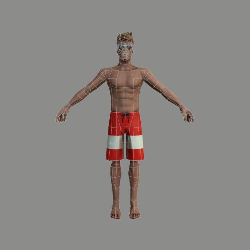 Street Fighter V brazilian tourist Low-poly 3D model_3