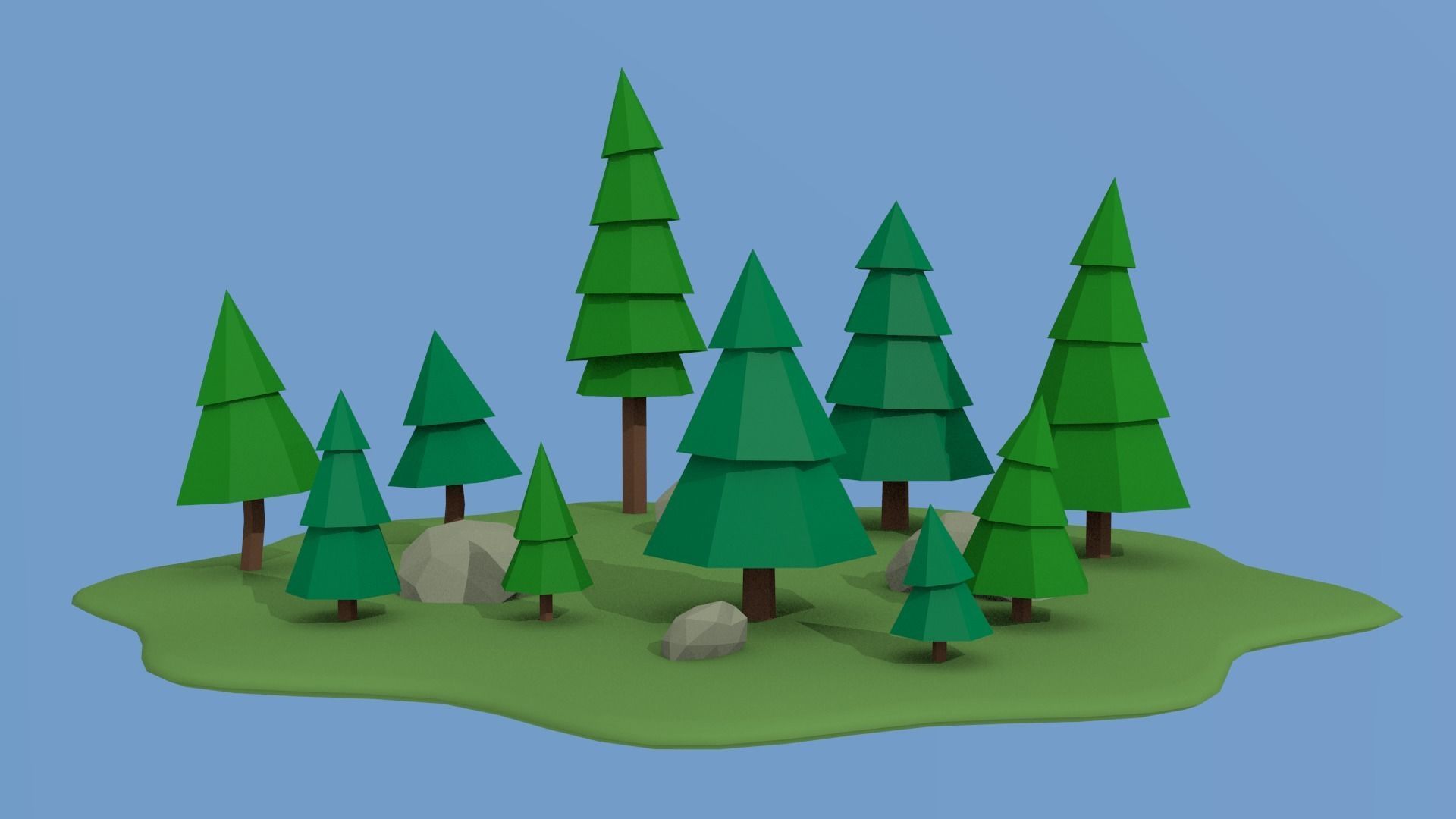 Lowpoly nature collection island with trees Low-poly 3D model_7
