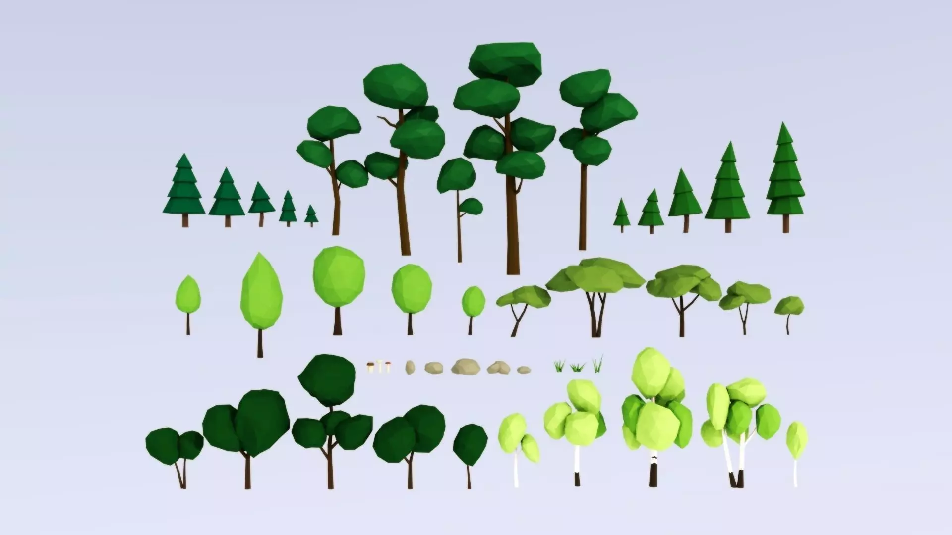Lowpoly nature collection island with trees Low-poly 3D model_0