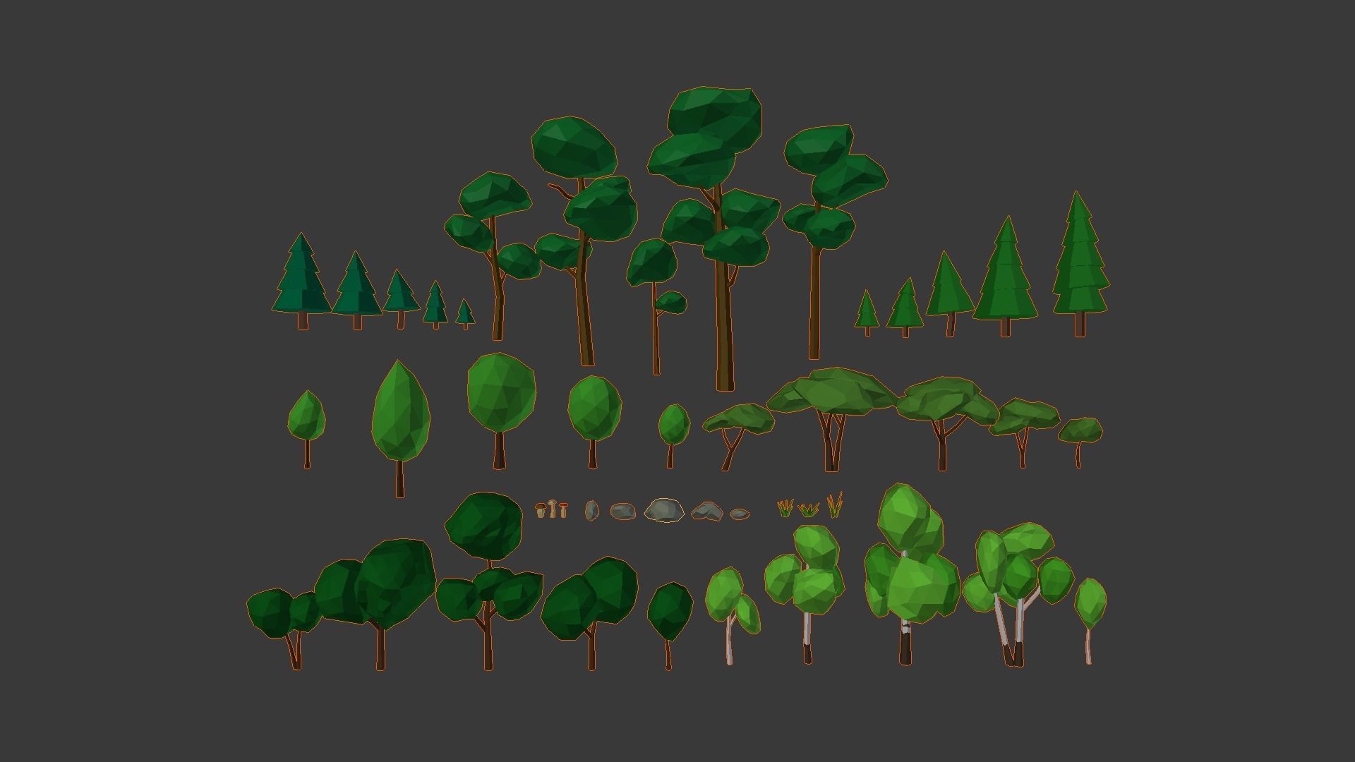 Lowpoly nature collection island with trees Low-poly 3D model_13
