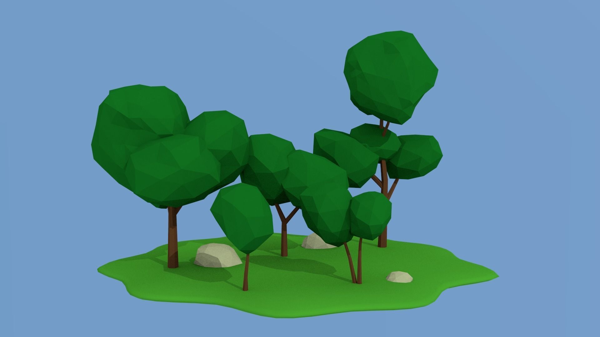 Lowpoly nature collection island with trees Low-poly 3D model_6
