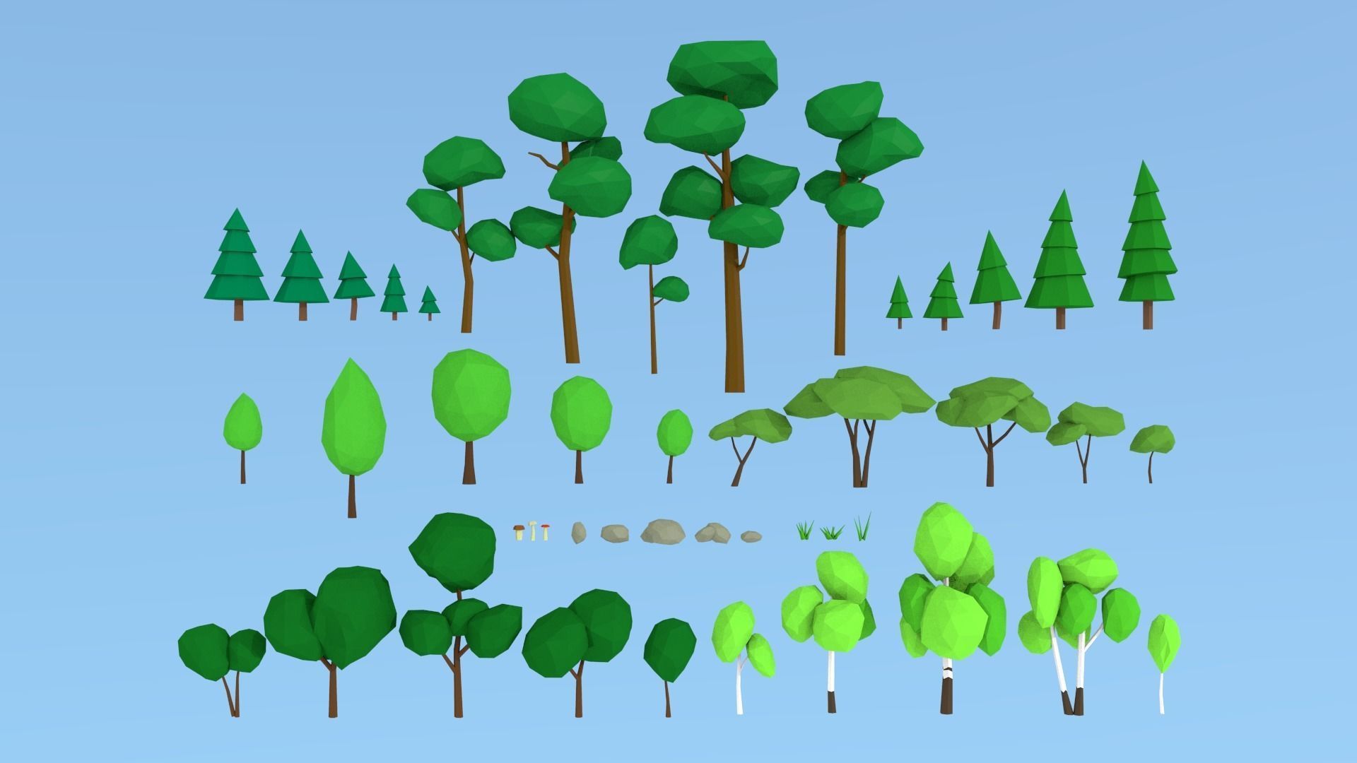 Lowpoly nature collection island with trees Low-poly 3D model_2