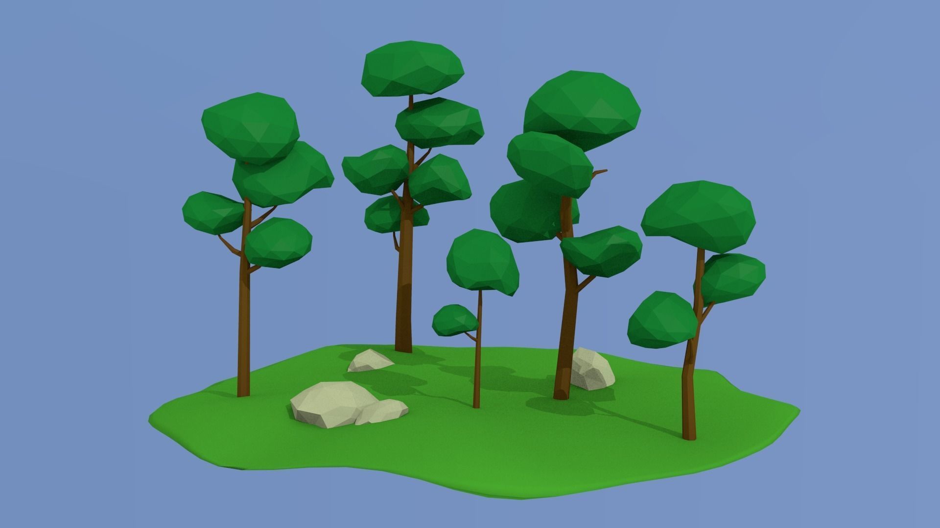 Lowpoly nature collection island with trees Low-poly 3D model_4
