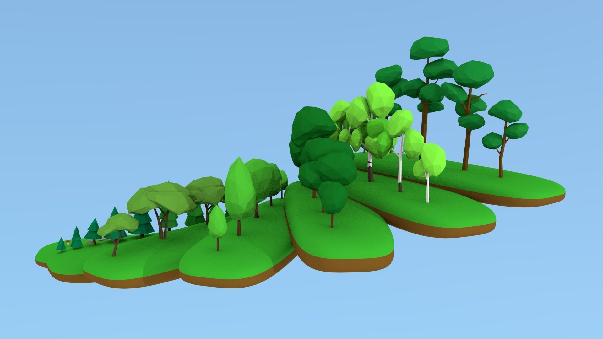 Lowpoly nature collection island with trees Low-poly 3D model_11