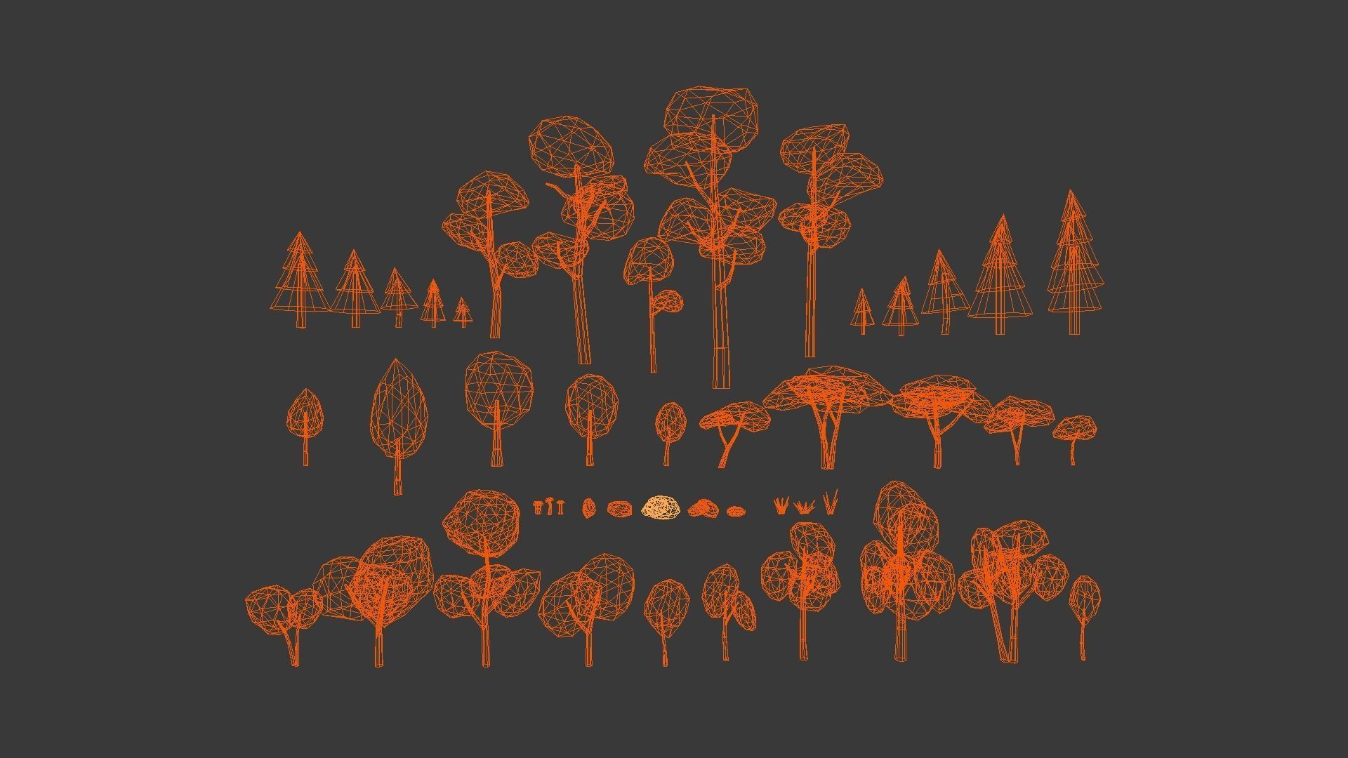 Lowpoly nature collection island with trees Low-poly 3D model_14