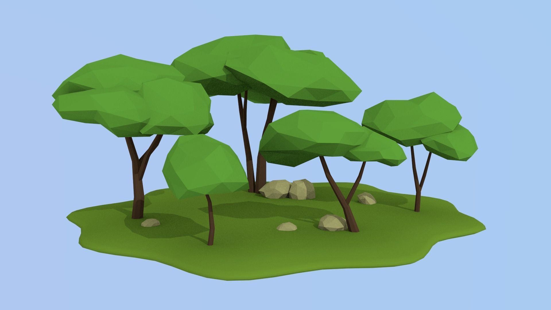 Lowpoly nature collection island with trees Low-poly 3D model_5