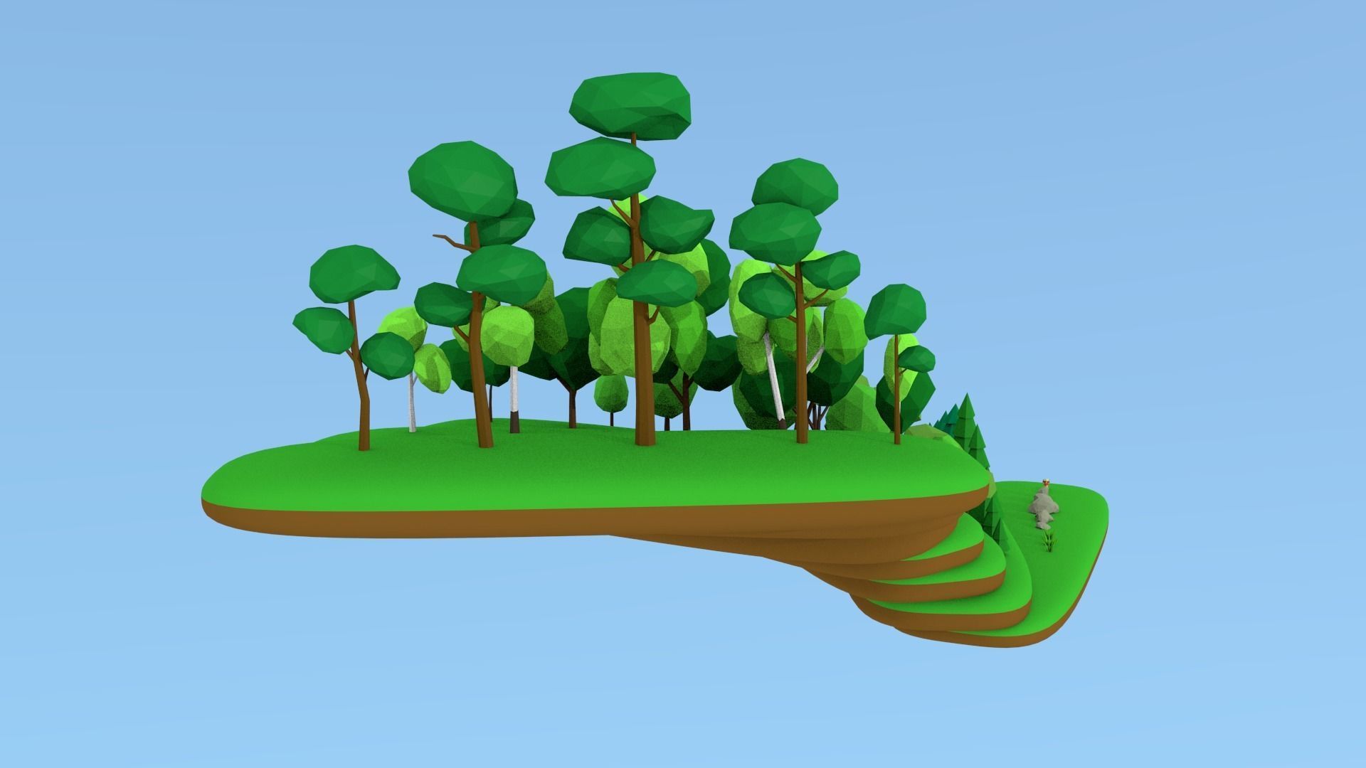 Lowpoly nature collection island with trees Low-poly 3D model_12