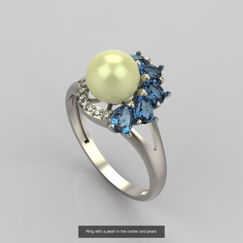 Women Gemstone rings set 3dm stl 3D print model 3D Model Collection_1
