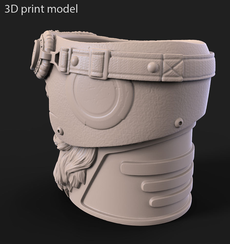 Skull penholder Biker vol1B 3D print model_1