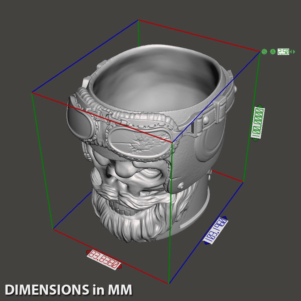 Skull penholder Biker vol1B 3D print model_5