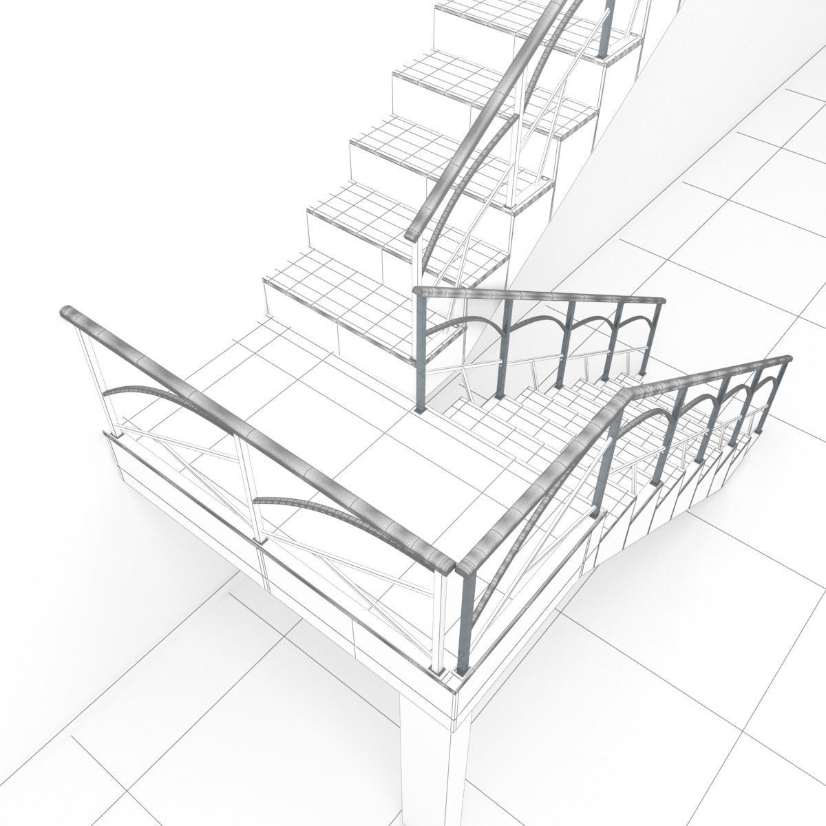 Stair railings 3D model_1