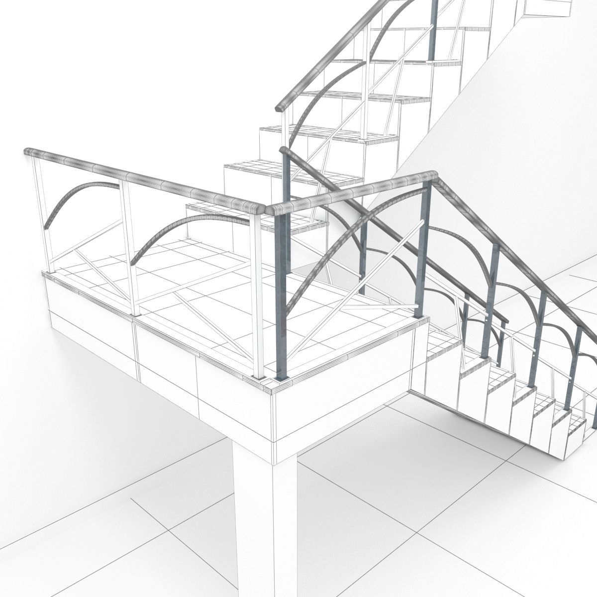 Stair railings 3D model_7