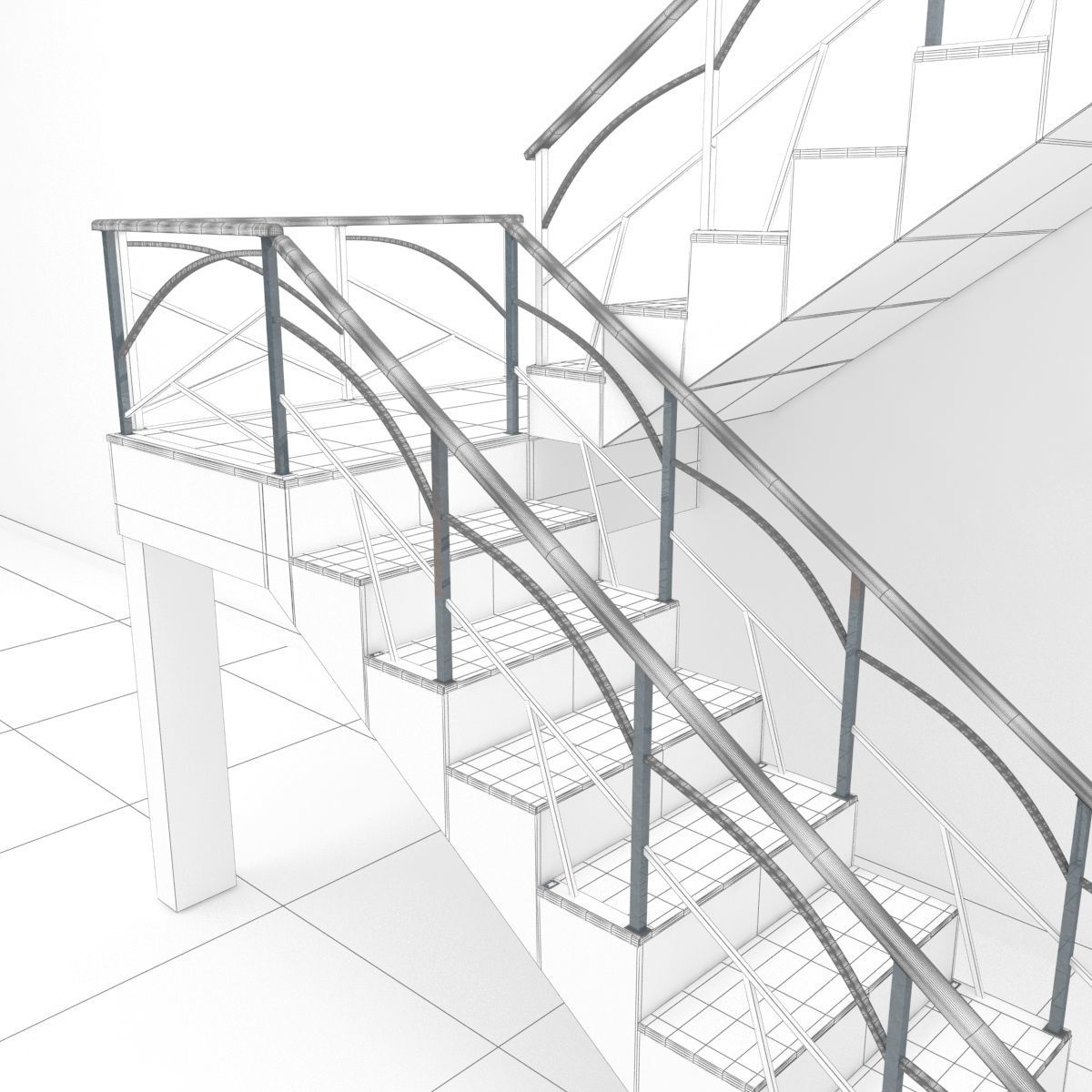 Stair railings 3D model_3