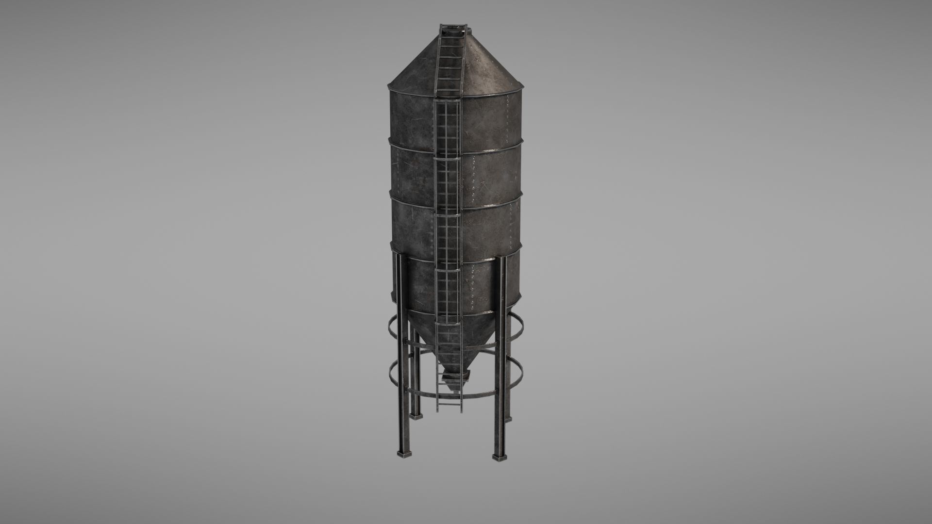 Silos metal silo Low-poly 3D model_19