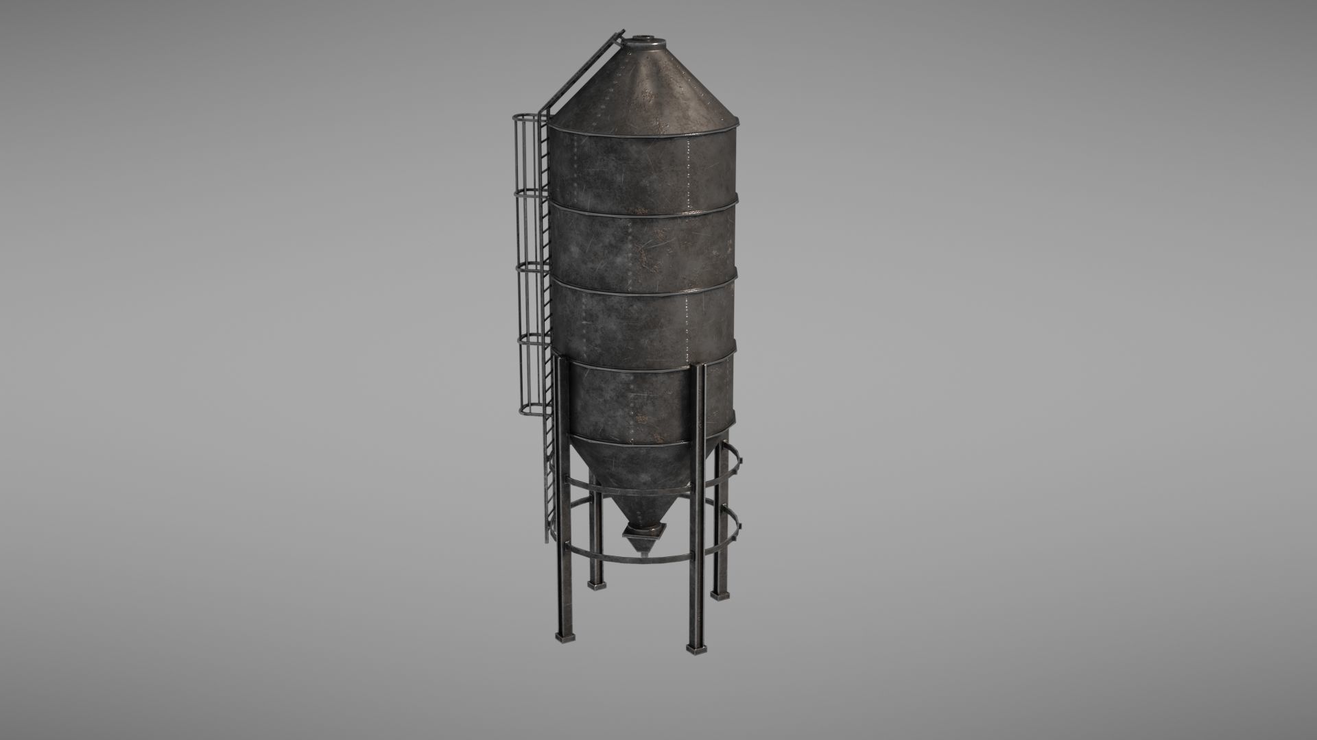 Silos metal silo Low-poly 3D model_15