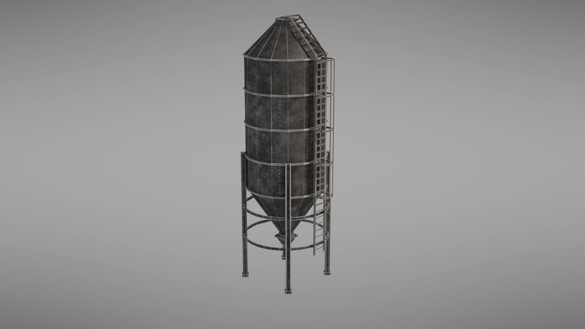 Silos metal silo Low-poly 3D model_43